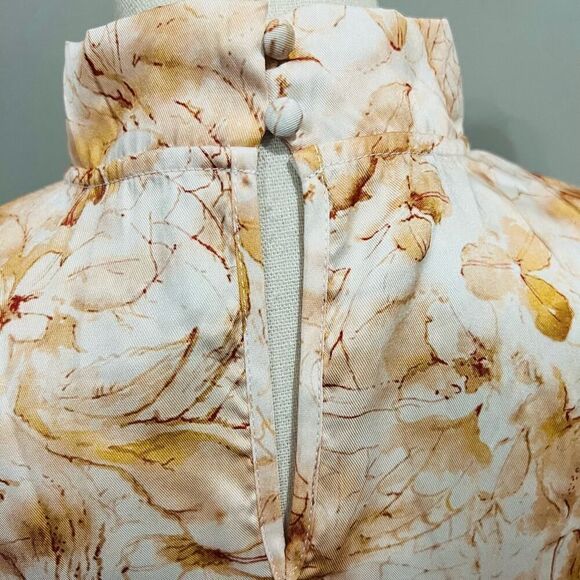 Shein MOTF Premium Gathered Mock Neck Blush Floral Blouse Top size small - Picture 12 of 16